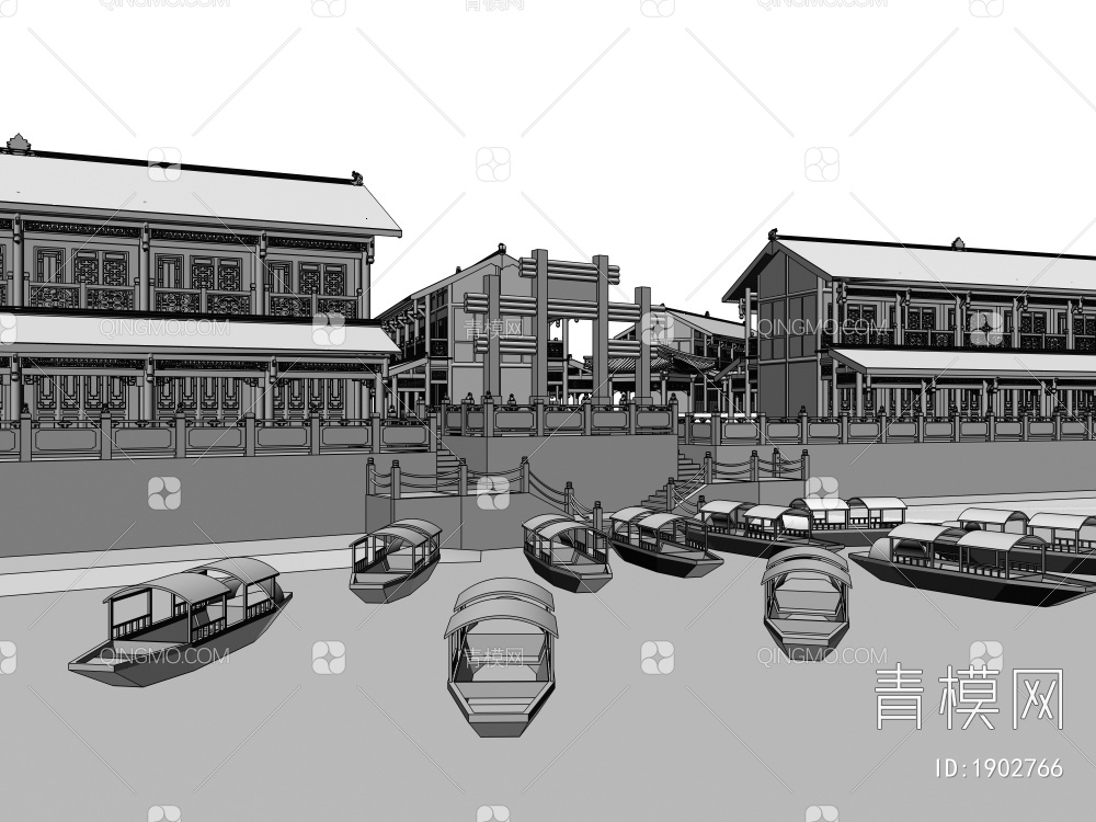滨水景观3D模型下载【ID:1902766】