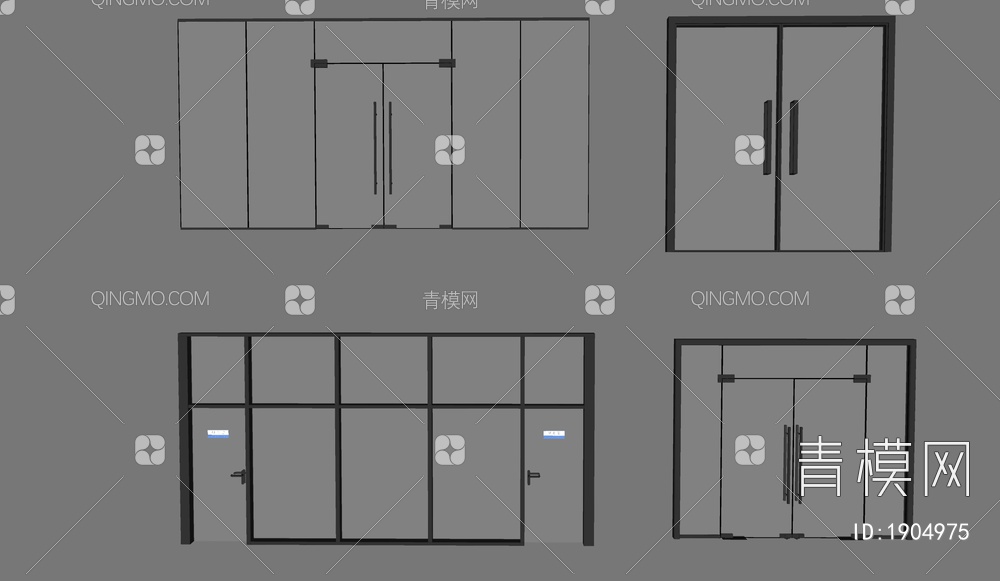 玻璃门SU模型下载【ID:1904975】