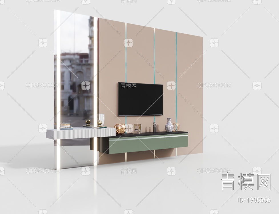 一体式电视背景墙3D模型下载【ID:1905556】