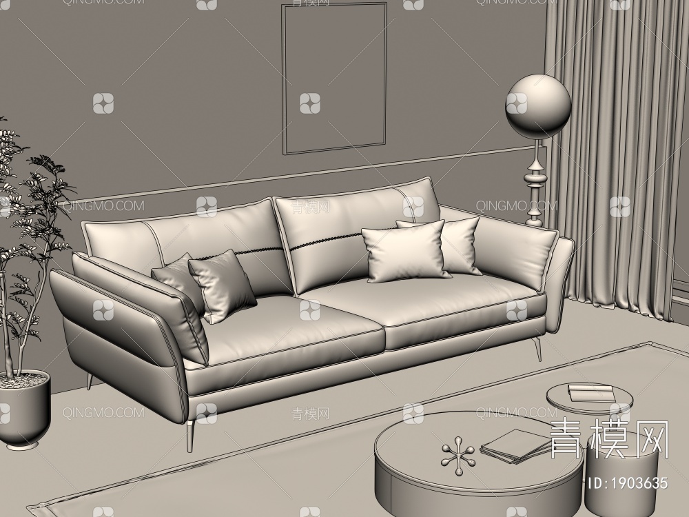 双人沙发3D模型下载【ID:1903635】