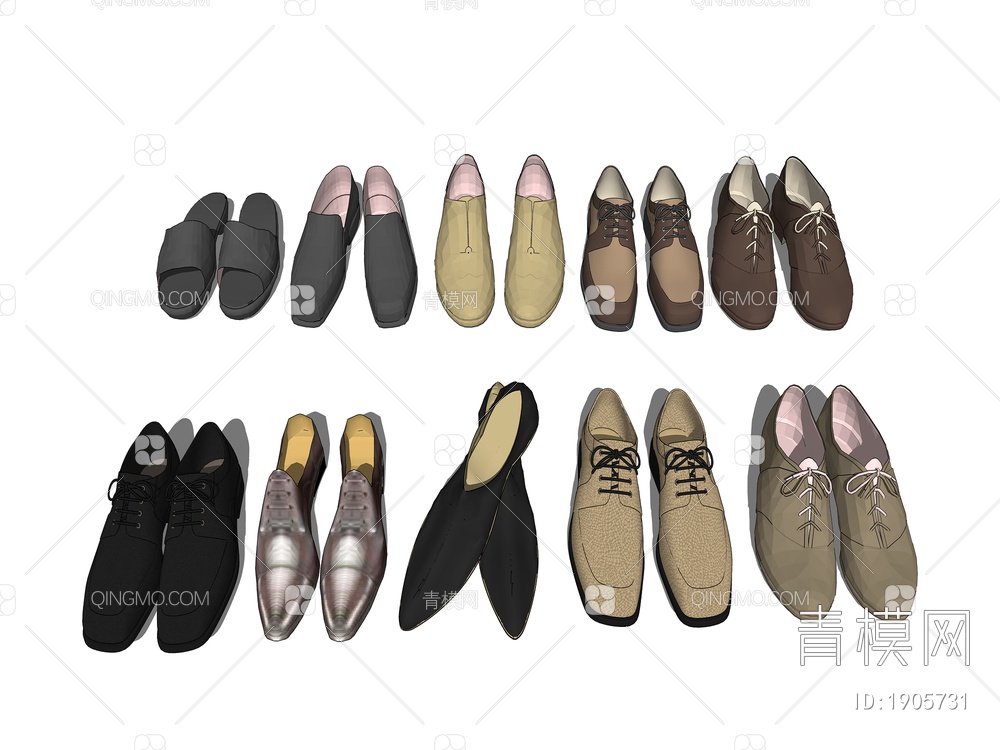 男士皮鞋SU模型下载【ID:1905731】
