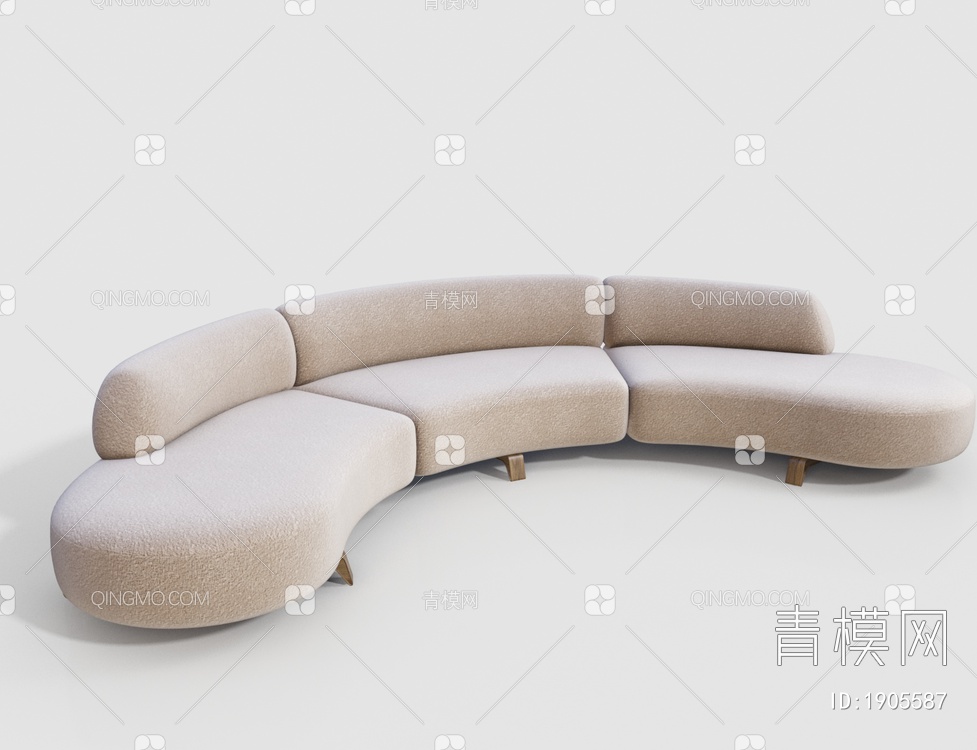 布艺弧形沙发3D模型下载【ID:1905587】