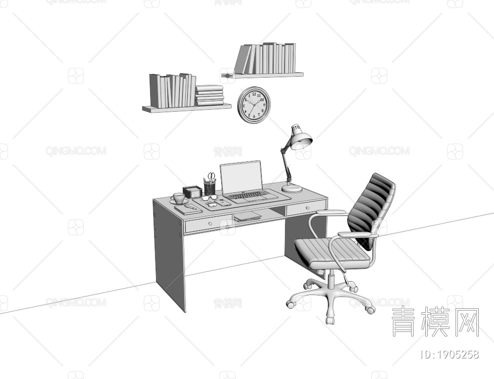书桌椅 办公椅3D模型下载【ID:1905258】