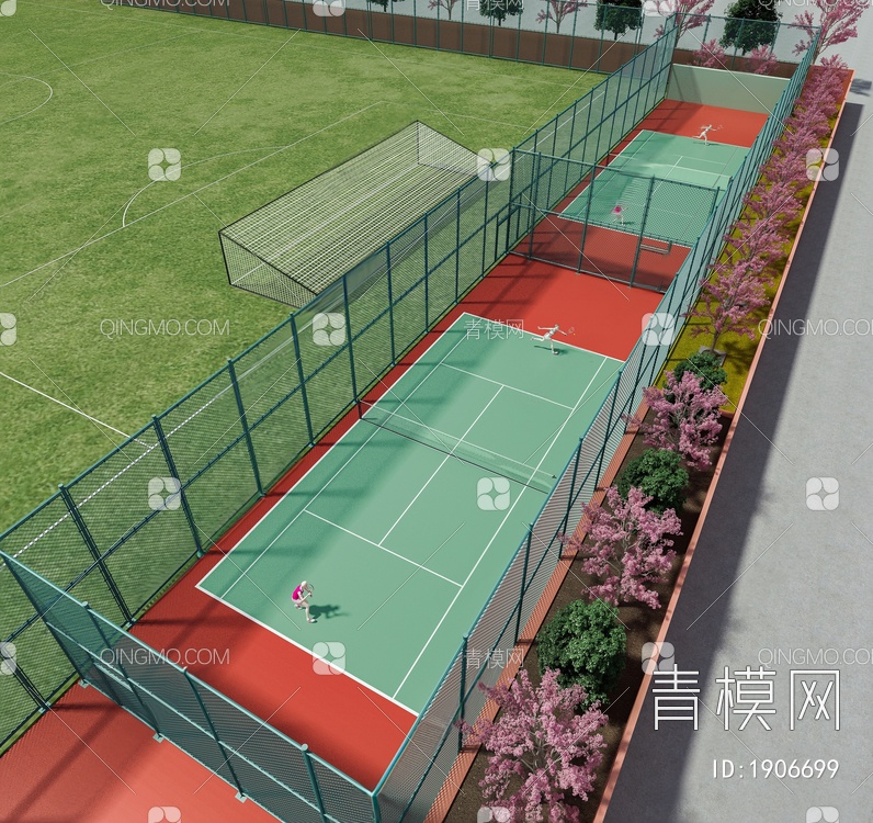 学校网球体育场SU模型下载【ID:1906699】