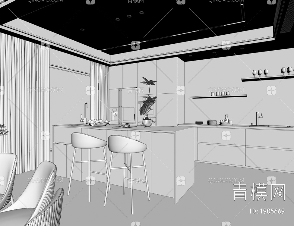 客餐厅3D模型下载【ID:1905669】