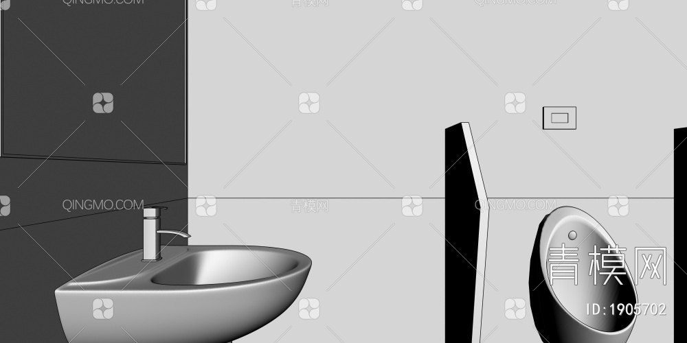公共卫生间 男厕 公卫3D模型下载【ID:1905702】