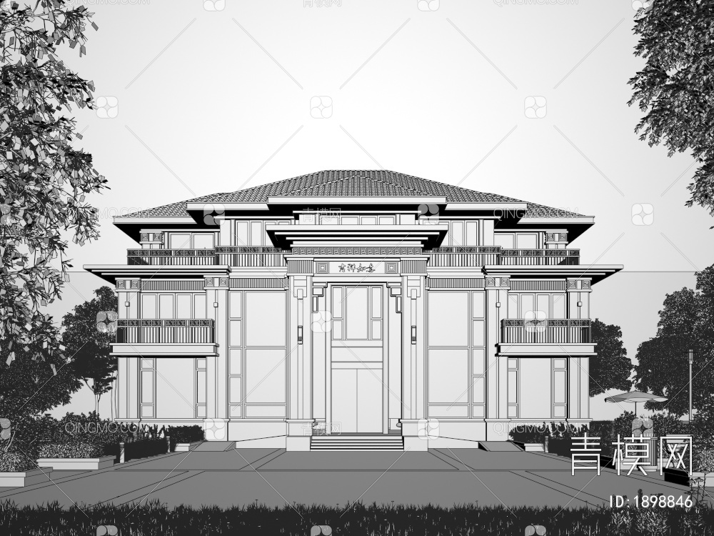 独栋别墅 豪华别墅3D模型下载【ID:1898846】