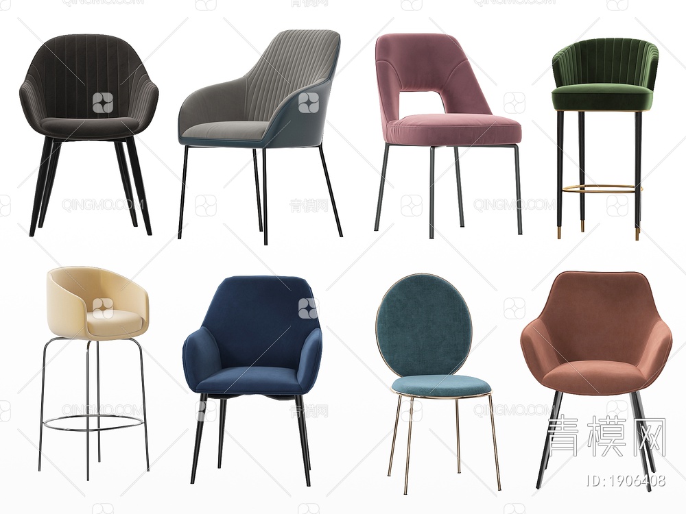 休闲椅 吧椅 吧凳 高脚凳 餐椅 椅子 凳子3D模型下载【ID:1906408】