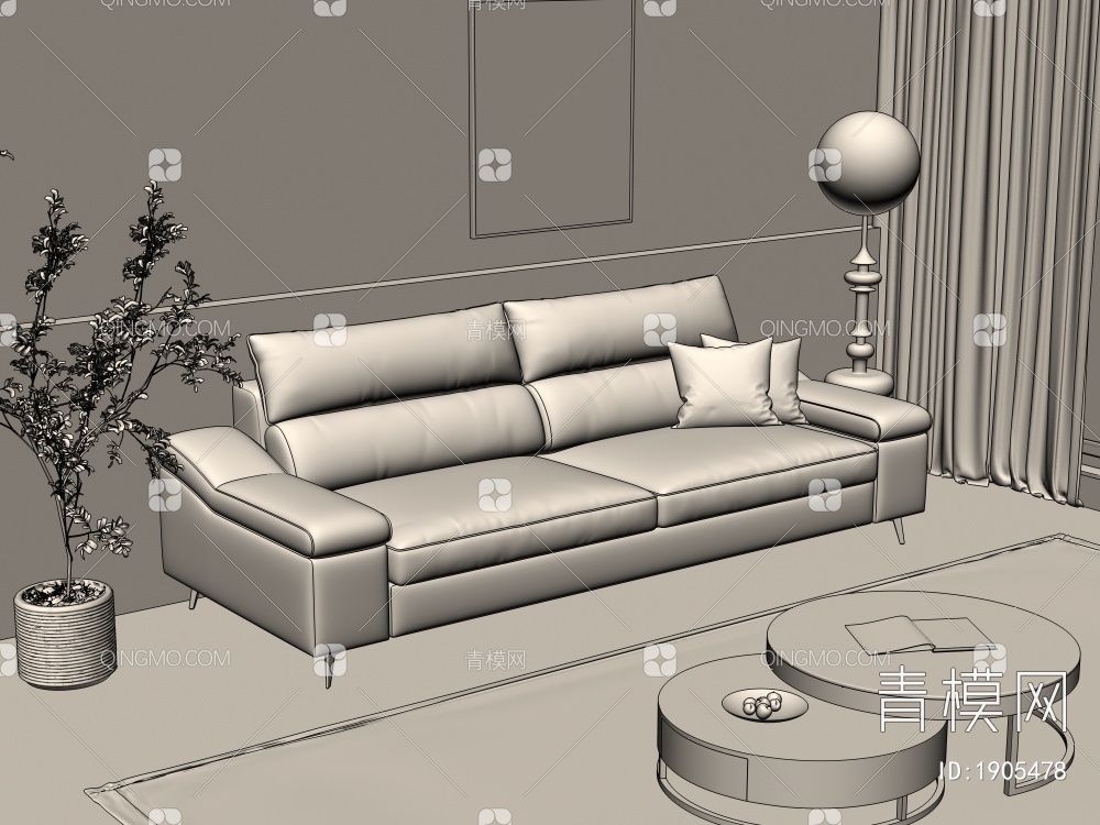 双人沙发3D模型下载【ID:1905478】