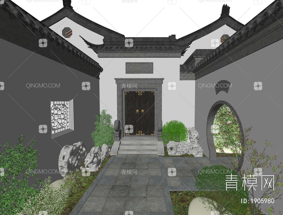 庭院门头SU模型下载【ID:1905980】