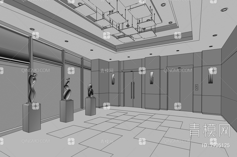 电梯厅3D模型下载【ID:1905125】
