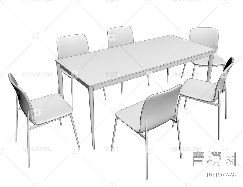 实木餐桌椅3D模型下载【ID:1905268】
