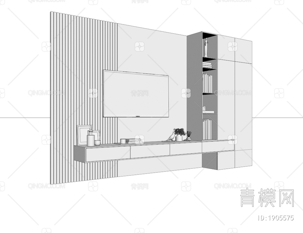一体式电视背景墙3D模型下载【ID:1905575】