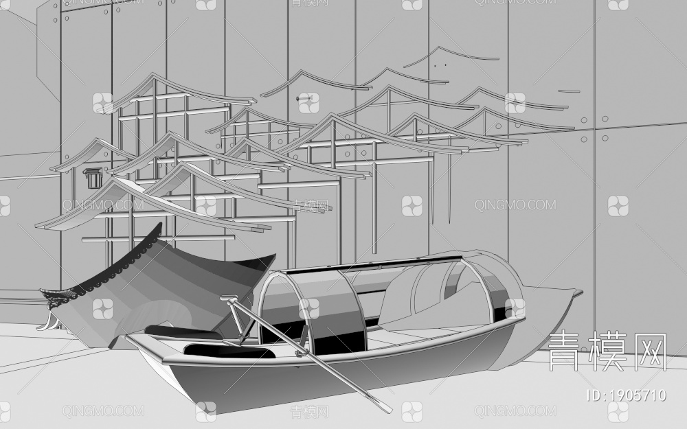 商业乌篷船城市小品3D模型下载【ID:1905710】
