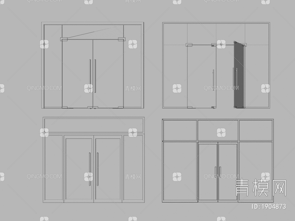 玻璃大门3D模型下载【ID:1904873】