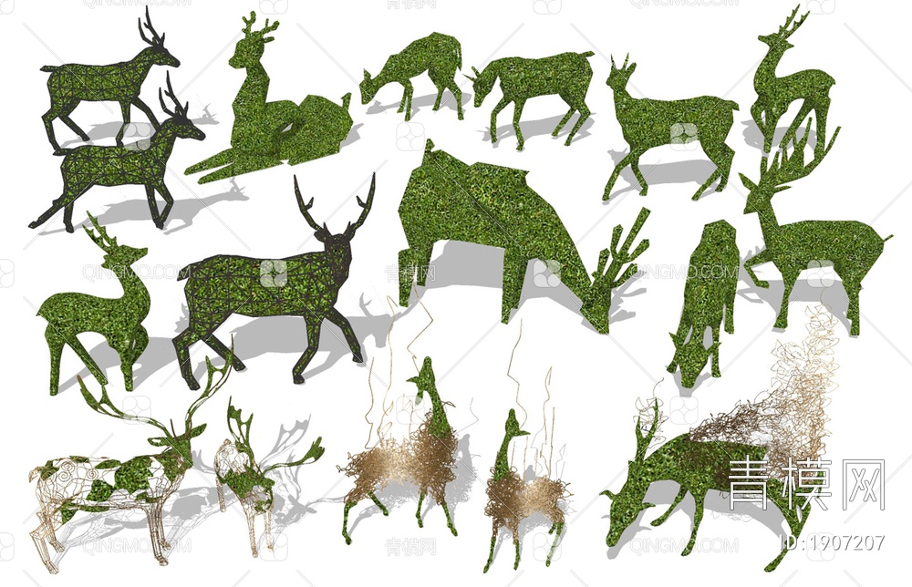 动物绿化雕塑小品SU模型下载【ID:1907207】