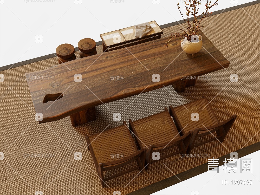 茶桌椅组合3D模型下载【ID:1907695】