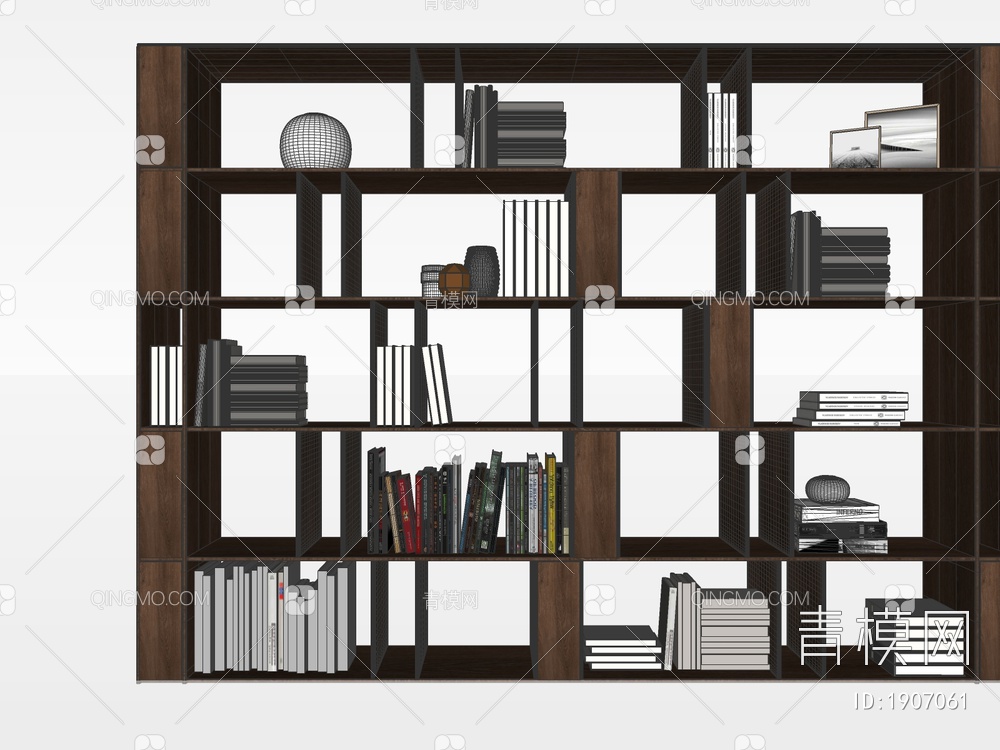 书柜装饰柜SU模型下载【ID:1907061】