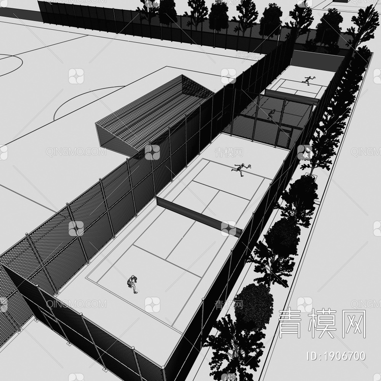 学校网球体育场3D模型下载【ID:1906700】