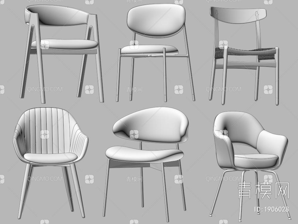 休闲椅 吧椅 吧凳 高脚凳 餐椅 椅子 凳子3D模型下载【ID:1906028】