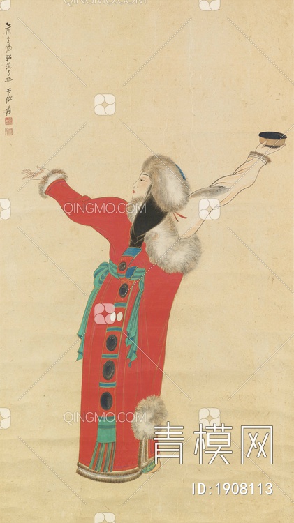 国画 水墨画 张大千 跳舞的女子贴图下载【ID:1908113】