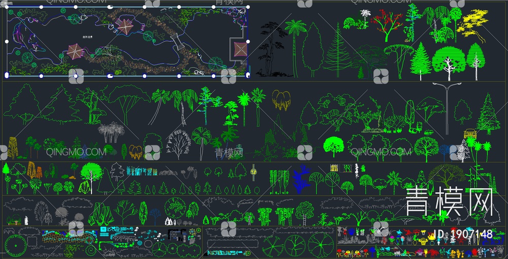 超全园林景观植物 室内绿植CAD总图库【ID:1907148】
