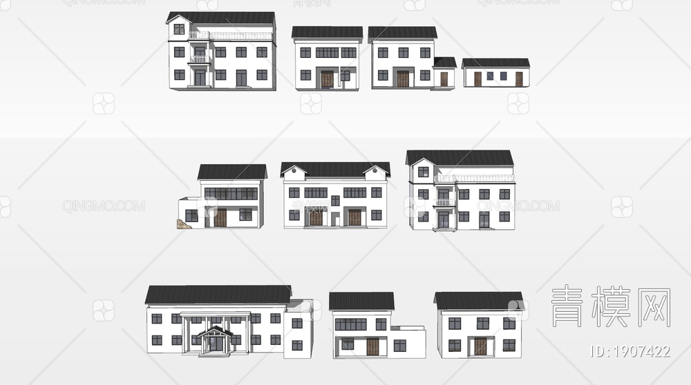 乡村建筑SU模型下载【ID:1907422】