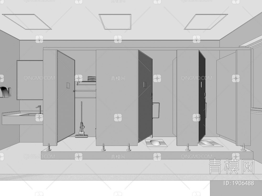 公共卫生间3D模型下载【ID:1906488】