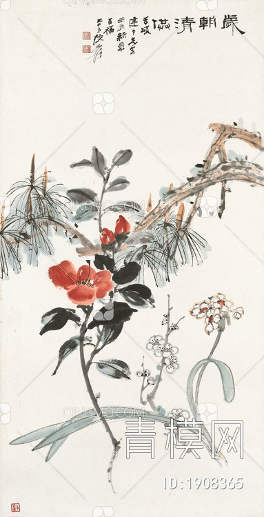 国画 水墨画 张大千 盛开的花儿贴图下载【ID:1908365】