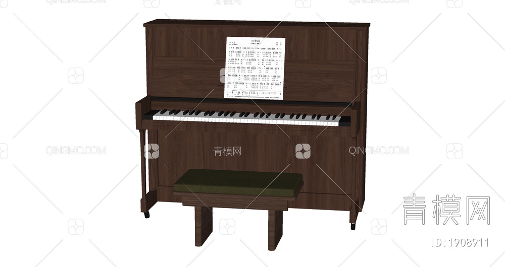 钢琴 中古风钢琴SU模型下载【ID:1908911】