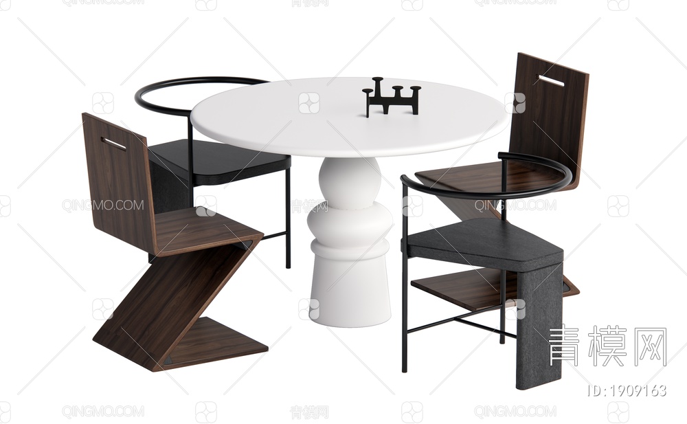 餐桌椅组合SU模型下载【ID:1909163】