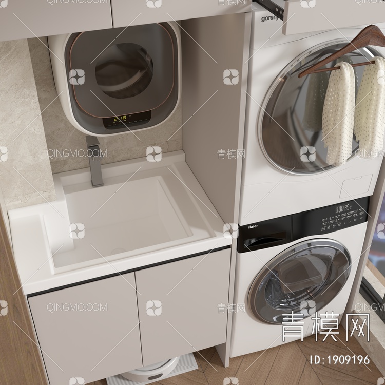 阳台洗衣机柜3D模型下载【ID:1909196】