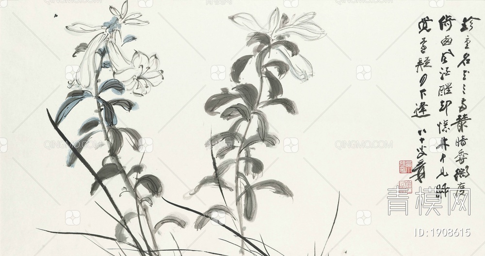 国画 水墨画 张大千 盛开的花贴图下载【ID:1908615】