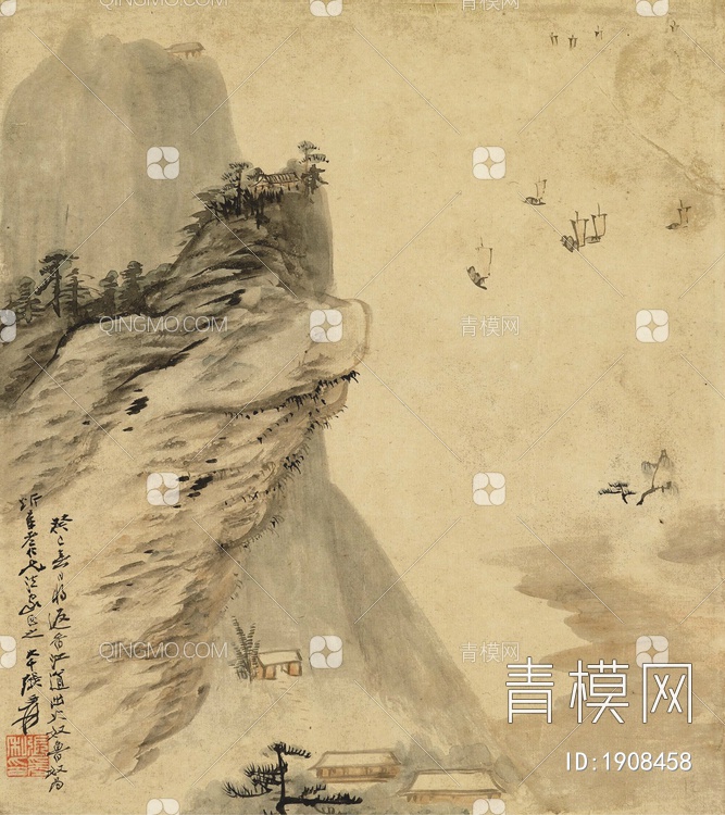 国画 水墨画 山水画贴图下载【ID:1908458】