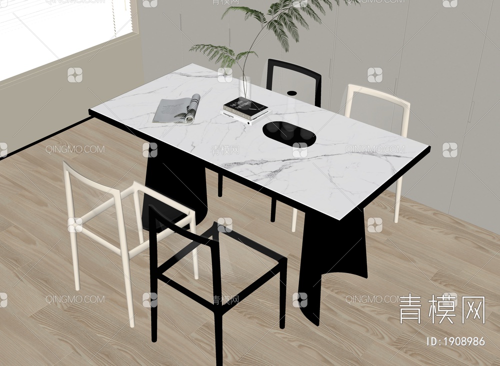 餐桌椅组合SU模型下载【ID:1908986】