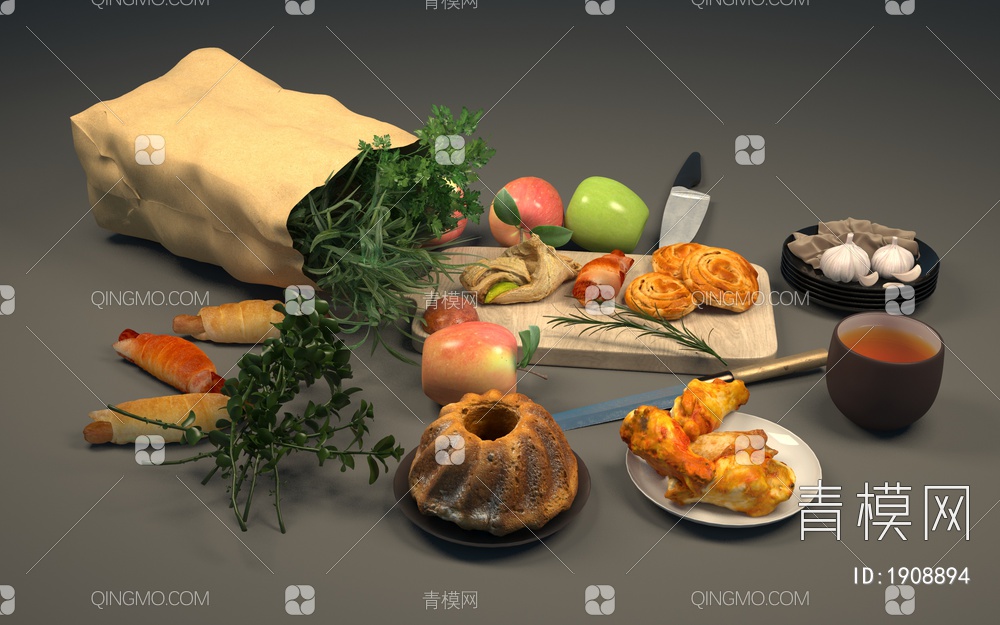 食物组合3D模型下载【ID:1908894】