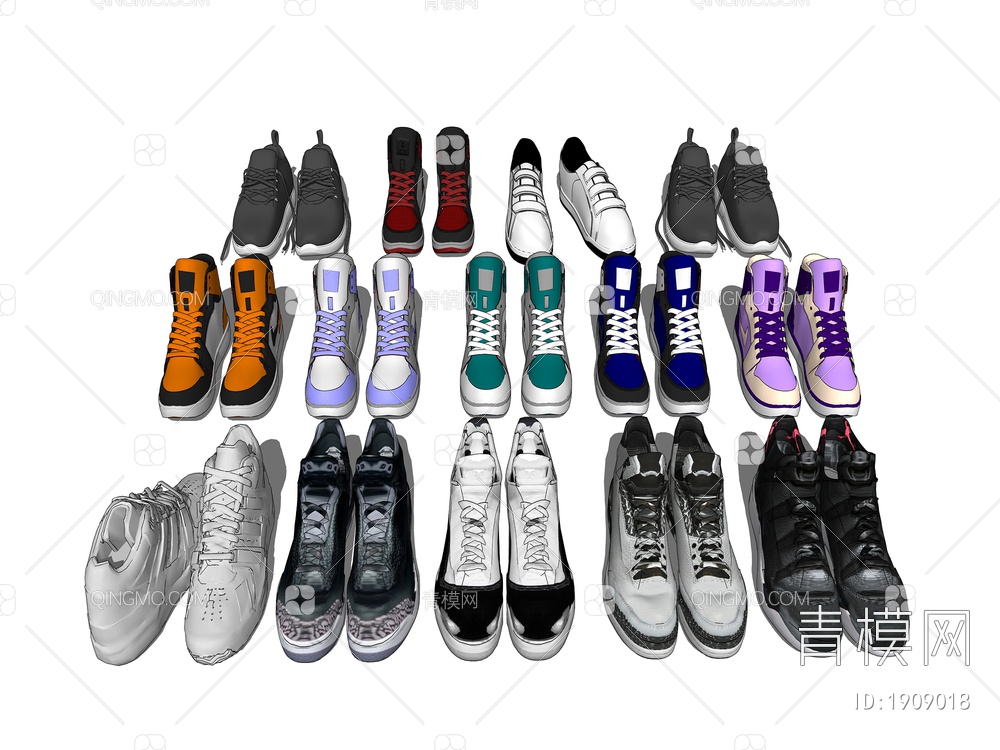 运动鞋 休闲板鞋SU模型下载【ID:1909018】