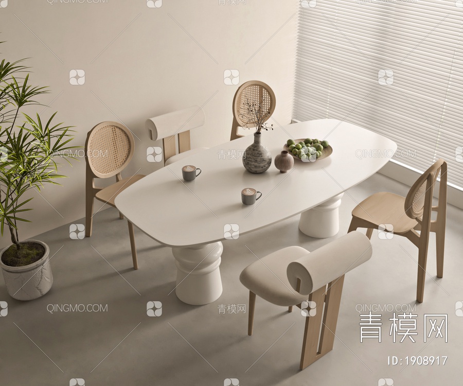 餐桌椅组合3D模型下载【ID:1908917】