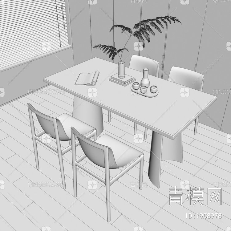 餐桌椅组合3D模型下载【ID:1908978】