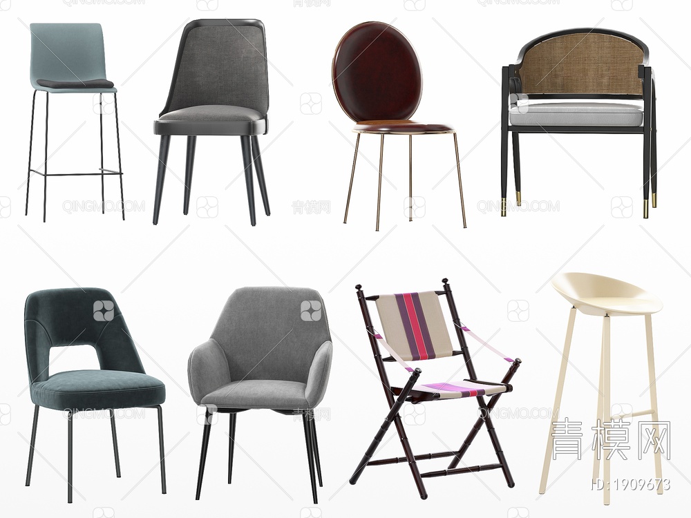 休闲椅 吧椅 吧凳 高脚凳 餐椅 椅子 凳子3D模型下载【ID:1909673】