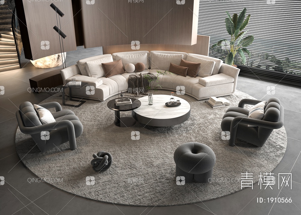 Minotti沙发茶几组合3D模型下载【ID:1910566】