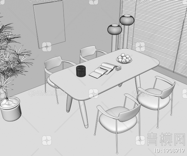 餐桌椅组合3D模型下载【ID:1908919】