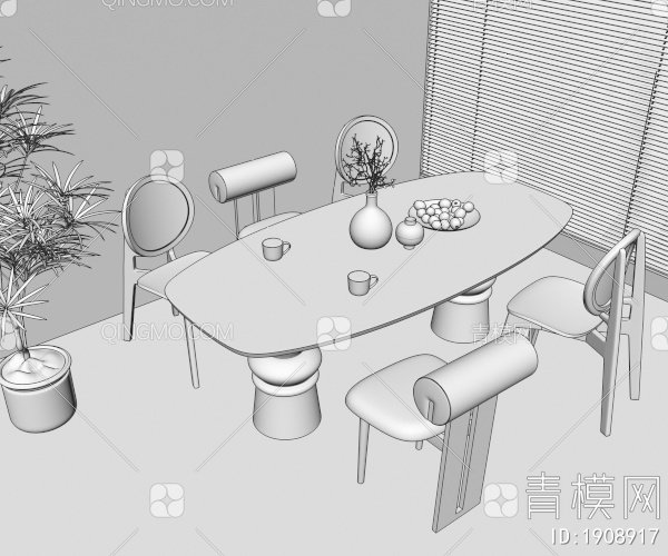 餐桌椅组合3D模型下载【ID:1908917】