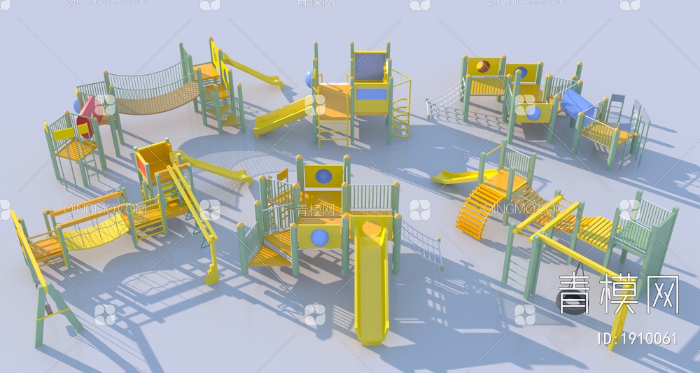 儿童滑梯_户外儿童器材3D模型下载【ID:1910061】