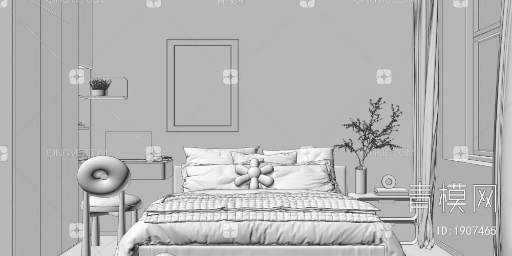家居卧室3D模型下载【ID:1907465】