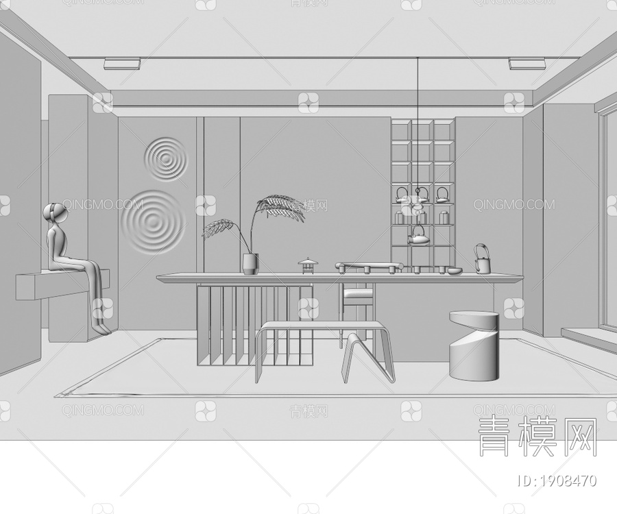 茶室 茶桌椅3D模型下载【ID:1908470】