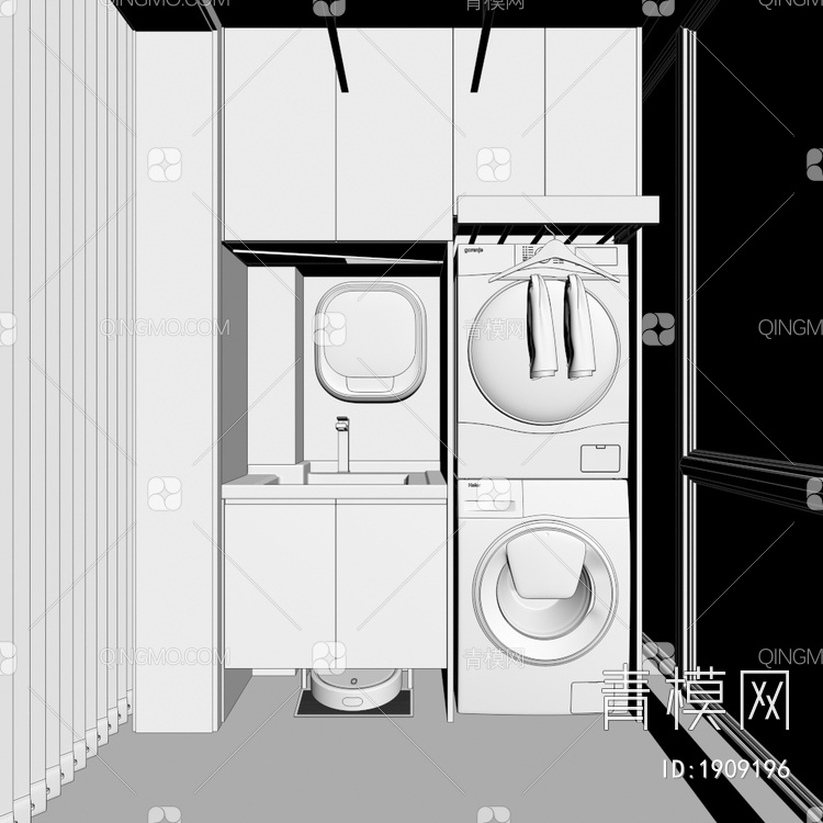 阳台洗衣机柜3D模型下载【ID:1909196】
