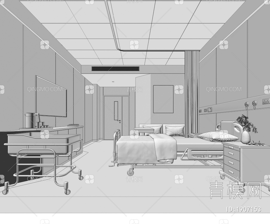 医院病房 医院 孕产病房 产妇病房 医院 单间婴儿车 妇幼病房3D模型下载【ID:1907153】
