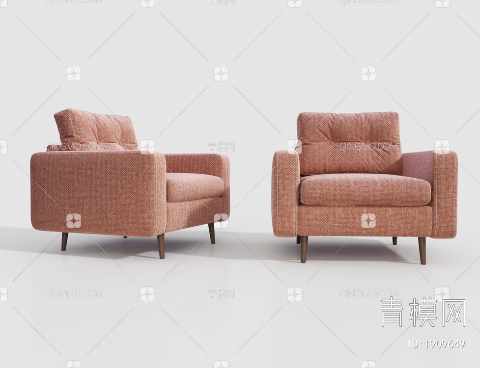 橙色布料单人休闲沙发3D模型下载【ID:1909649】