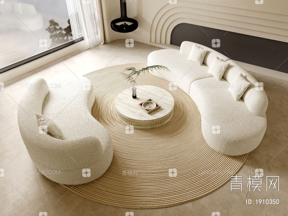 弧形多人沙发3D模型下载【ID:1910350】